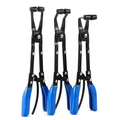SMOTIVEPRO 3-Piece Hose Clamp Pliers Set with Locking Assist - 45°/90°/Straight Heads & Rotatable Clamp Jaw - Professional Hose Clamp Tool for 1.1"-2.3" (3-6cm) Hose Clamps - size: 3pcs Hose Clamp Pliers Set