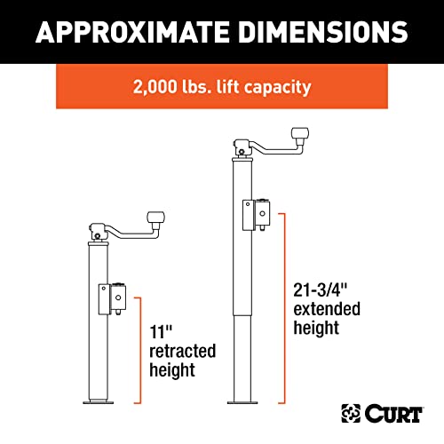 CURT 28320 Weld-On Pipe-Mount Swivel Trailer Jack, 2,000 lbs., 10-3/4 Inches Vertical Travel