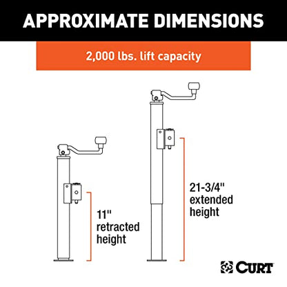CURT 28320 Weld-On Pipe-Mount Swivel Trailer Jack, 2,000 lbs., 10-3/4 Inches Vertical Travel