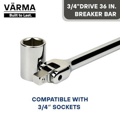3/4” Drive 36-inch Breaker Bar with 180° Flex Head | High Alloy Steel Heavy-Duty Long Handle Torque Bar for Truck, Industrial, and Construction Applications - size: 3/4" Drive x 36"