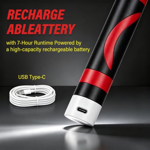 Bendable LED Flashlight Stick- 30", Bendable Flashlight | 360° Flexible Neck,1200 Lumens,Rechargeable,Waterproof for Camping,Emergency,Car Repairing,Engine Bay,Under Hood,Tight Spaces