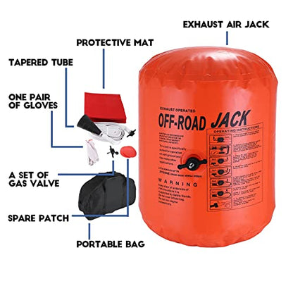 4-Ton Exhaust Air Jack - Portable Inflatable Car Lifting Bag for SUV, Truck & Off-Road Vehicle Recovery Emergency Tire Change Kit for Uneven Terrain