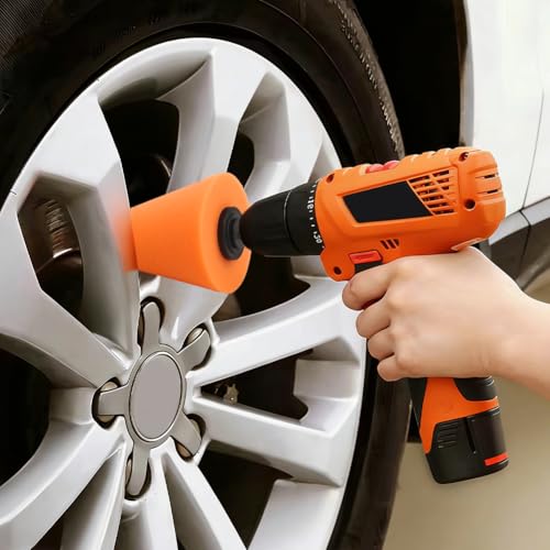 Polishing Tool Kit for Drill, Polishing Cone Sponge Kit with Cleaning Brush & Extension Handle - High-Toughness Memory Foam Cone Polisher for Car Wheels, Trim & Small Spaces