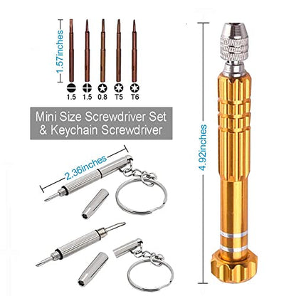 Eyeglass Glasses Screwdriver, Mini Eyeglass Glasses Repair Kit, Multifunctional Small Screwdriver for Laptop, Watch(Yellow) - color: Yellow