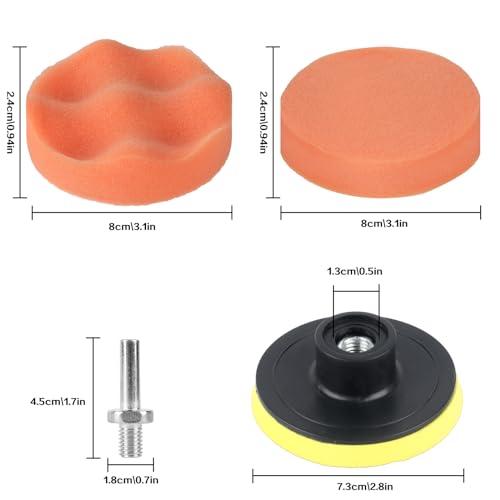 10 Pack 3 Inch Car Polishing Pads for Drill Foam Wax Buffer Kit M10 | Fleece Pad Buffer Polisher Attachment Drill Polishing Kit