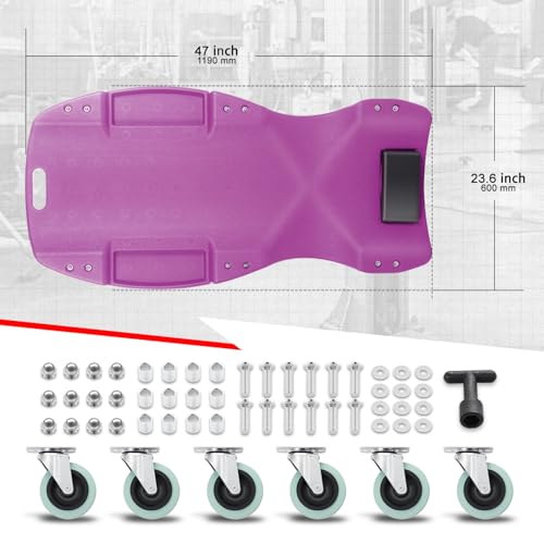 Auto Dynasty 47 Inches Mechanic Creeper, Automotive Garage Repair Low Profile Under Car Rolling Creeper with Padded Headrest, Plastic, Purple - color: Purple