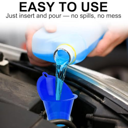 3-Pack Long-Neck Oil Funnels, 11" Multi-Purpose Funnels for Automotive & Motorcycle Use – Reusable Funnel for Oil, Gas & Transmission Fluid (Blue) - color: Blue