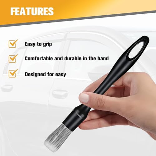3PCS Car Detailing Brush Kit, Including 3 Ultra Soft No Scratch Boar Hair & 3 Vent Cleaning Brushes, Multi-Use Automotive Interior Detailing Kit, Universal for Most Vehicles (Short) - size: 3PCS/Short