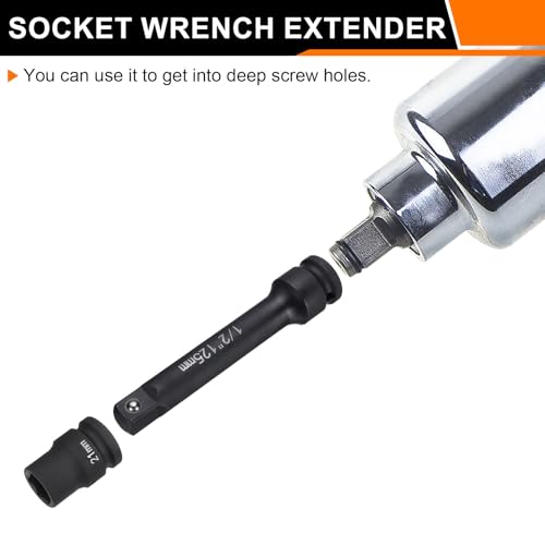 HARFINGTON Impact Socket Extension Bar 1/2" Square Drive 10" Long CR-V Steel Extension Rod Ratchet Wrench Driver Adapter for Axle Nut Sockets, Black - size: 1/2" Square Drive 10" Long