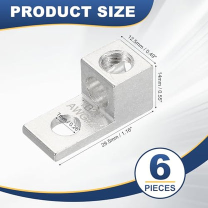 MECCANIXITY 6 Pcs Mechanical Lug, 2 AWG TA-2 1B2U Aluminum Alloy Terminal Lug High Strength Terminal 600V 5/16-24 Screws Straight Studs for Breaker Panels Load Centers - size: 2 AWG TA-2 1B2U