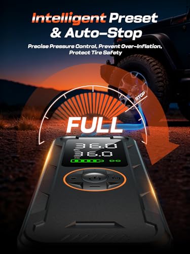 Tire Inflator Portable Air Compressor, 150PSI Electric Air Pump with Digital Pressure Gauge, Fast Inflation, Auto Shut-Off, 12V LED Light, Compact&Cordless Quick Inflation for Car, Motor, Bikes, Balls