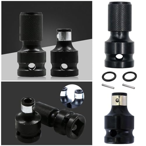 3 Pack Impact Wrench to Impact Driver Adapter 1/2 inch Square Drive to 1/4 inch Hex Socket Adapter Quick Release Screwdriver Bits Holders Chunk Converter for 1/2" Cordless Impact Wrench