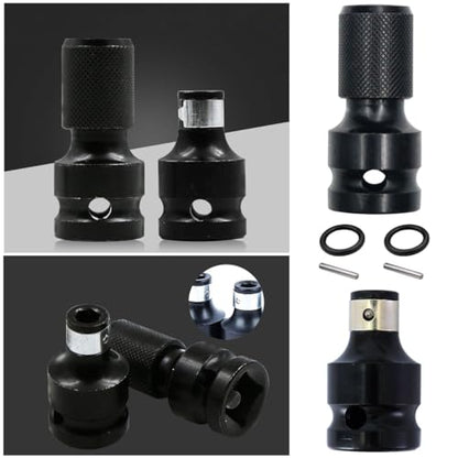 3 Pack Impact Wrench to Impact Driver Adapter 1/2 inch Square Drive to 1/4 inch Hex Socket Adapter Quick Release Screwdriver Bits Holders Chunk Converter for 1/2" Cordless Impact Wrench