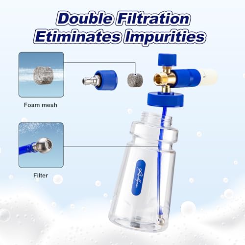 REALYOU Foam Cannon, Foam Cannon for Pressure Washer with 1/4 Inch Quick Connector, Additional 1.1mm Orifice Nozzle and 1L Bottle