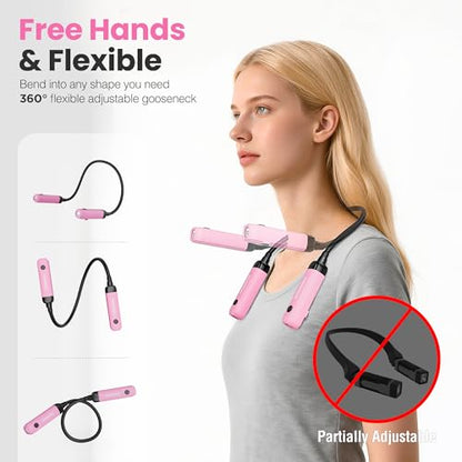 WORKPRO Rechargeable Neck Light, 3 Brightness Hands-Free Neck Work Light | Hands-Free Lighting, Bendable Silicone Arm, Neck Reading Light, for Mechanics, Camping, DIY Projects, Crafting, Pink Ribbon - color: Pink