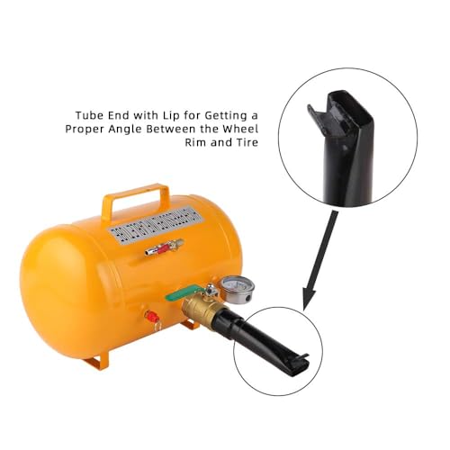 Bonnlo 5 Gallon Air Tire Bead Blaster Seater with Pressure Gauge & Handle,145PSI Seating Tool Inflator Tank, 85-116PSI Adjustable Pressure for Car Truck ATV, Jeep, Pickup, Yellow - color: Yellow
