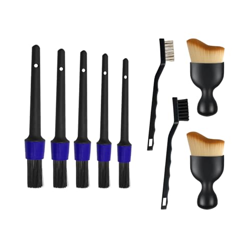 9PCS Car Detailing Brush Kit, Includes 5 Soft No Scratch Detail and 2 Air Vent & 2 Wire Brush, Multi-Use Automotive Interior Detailing Duster Tool Kit, Universal for Most Vehicles - size: 9 PCS