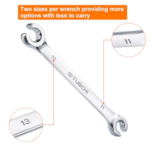 HARFINGTON Flare Nut Metric Wrench 11mm x 13mm CR-V Mirror Polished Chrome Plating Metric Wrench for DIY Hand-making Automotive Repairs and Household Maintenance - size: 11mm x 13mm