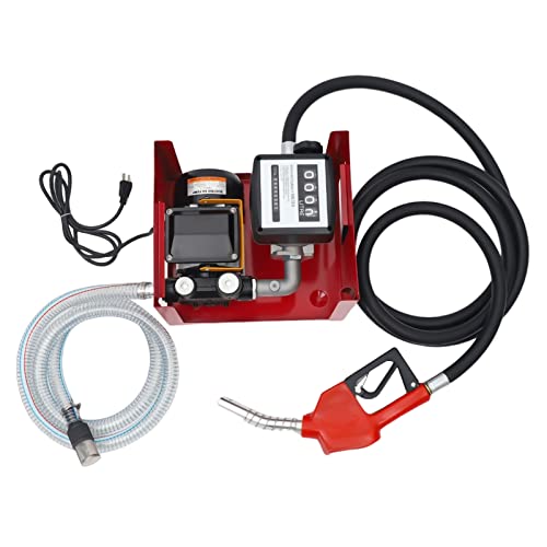 110V 550W Electric Diesel Fuel Transfer Pump, 16 GPM Electric Fuel Transfer Pump with Display Meter, Nozzle & 2 Hoses, Automatic Shutoff Nozzle