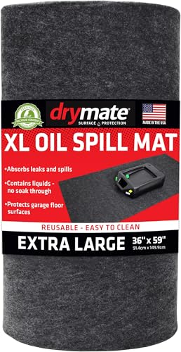 Drymate XL Oil Spill Mat (36" x 59"), Premium Absorbent Oil Pad, Reusable, Washable, Durable, Waterproof Backing Contains Liquids, Protects Garage Floor Surface (USA Made) - size: 36" x 59" (1-Pack)