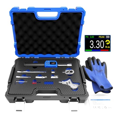 Adjustable Digital Torque Wrench, 5-99.6 Ft-lbs/6.8-135 Nm, Hvac Torque Wrench with 38 mm Adjustable Jaw, 3/8 Drive Ratchet, ±1% Accuracy, Color TFT Screen, Vibration, Buzzer and LED Indicator - color: 6.8-135 Nm