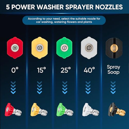 Saker Foam Cannon, 1/4 Inch Quick Connect, Power Washer Foam Cannon with 5 Pressure Washer Nozzles - size: Foam Cannon with 5 Pressure Washer Nozzles