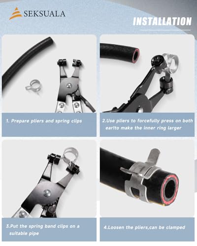360Pcs 1/5" to 1-3/8" (5-34mm) Spring Band Hose Clamps Assortment Kit with Swivel Flat Hose Clamp Plier, SEKSUALA Constant Tension Steel Clamps for Fuel Lines, Silicone,Vacuum Hoses (Grey) - size: Grey-360Pcs-24Sizes(5-34mm)