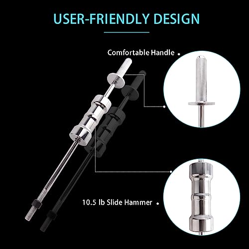 CV Axle Removal Tool with Slide Hammer for Inner CV Joints | Heavy-duty 10 LB Slide Hammer Kit with 63mm & 48mm Fork Adapters for Front Wheel Drive Axle Removal