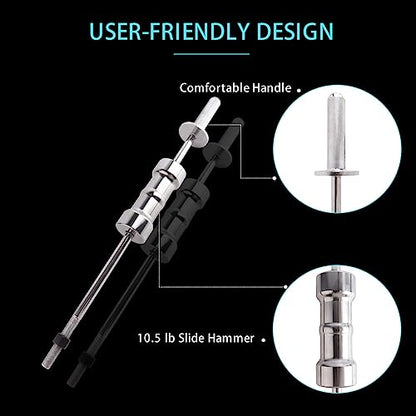 CV Axle Removal Tool with Slide Hammer for Inner CV Joints | Heavy-duty 10 LB Slide Hammer Kit with 63mm & 48mm Fork Adapters for Front Wheel Drive Axle Removal