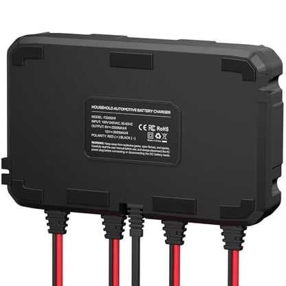 8A 4-Bank Car Battery Charger (2A/Bank) - 6V & 12V Automatic Trickle Charger, Motorcycle Battery Maintainer & Desulfator with Overcharge & Temperature Compensation – for Lead Acid, AGM, Gel, LiFePO4
