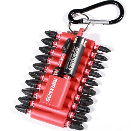 Geinxurn Impact Phillips Screwdriver Bits Set, 22 Pieces 1"/2" Magnetic(PH1/PH2/PH3) S2 Steel Multi Cross Insert Power Driver Bits with Organizer Sleeve Storage Organizer - color: Ph, size: 1''/2''-22PCS