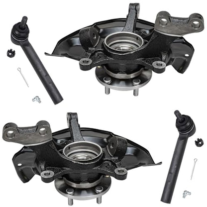 Detroit Axle - Front Steering Knuckles & Wheel Hub Bearings + Outer Tie Rod Ends Replacement for RX330 RX350 RX400h Highlander - 4pc Set - size: 4SU48636/Kit