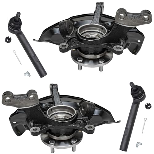 Detroit Axle - Front Steering Knuckles & Wheel Hub Bearings + Outer Tie Rod Ends Replacement for RX330 RX350 RX400h Highlander - 4pc Set - size: 4SU48636/Kit