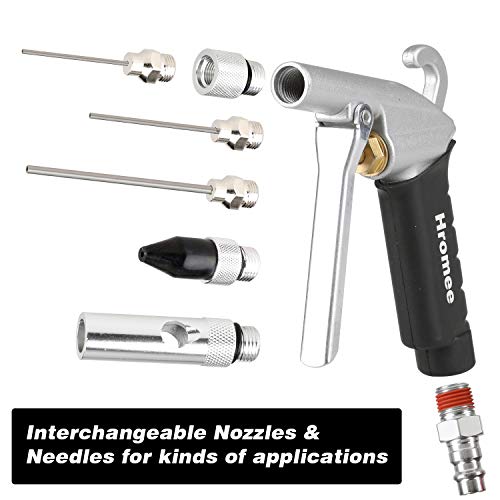 Hromee High Flow Air Blow Gun Kit with Nozzles Tips and Extensions, 13 Pieces Air Compressor Accessory Tools with Couplers and Plugs