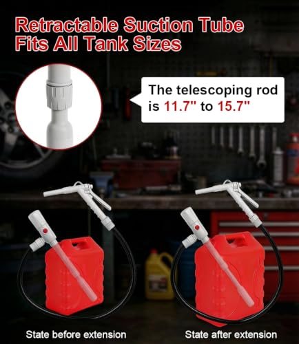 anngrowy Stick Fuel Transfer Pump Battery Powered with Hand Trigger Nozzle, Gas Can Pump Transfer with 2.8 GPM & 53.7" Hose, Portable liquid Transfer Pump for Gasoline, Diesel, Kerosene, Gifts for Men
