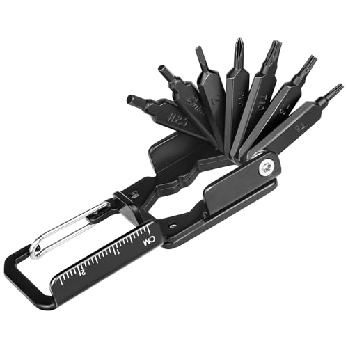 HAUTMEC 14 in 1 Bike Multitool, Mini Bike Repair Tool Kit for Road and Mountain Bikes, Lightweight S2 Stainless Steel Bike Tool With T6/8/10mm Wrenches and Phillips Screwdriver Multitool HT0419-BT - color: 14-in-1 Mini