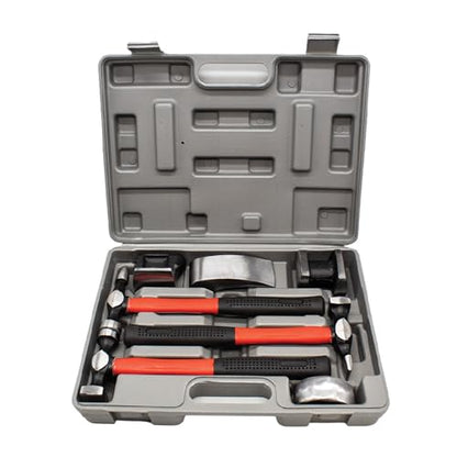 LAUCO Auto Body Repair Tool Hammer Dolly Set 7 Pieces, Car Body Repair Tool Kit with Carrying Case, Carbon Steel Dolly and Hammer Dent Body Fender Tool Set - style: 7 pcs set