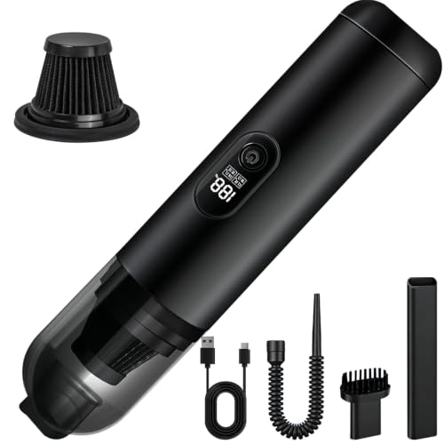 Handheld Car Vacuum Portable Cordless, 2 in 1 Handheld Vacuum Cleaner 18000PA High Power Air Blower & Pump & Air Duster, Mini Hand Held Vacuum Rechargeable for Home, Car, Office, Pet Hair - color: Black