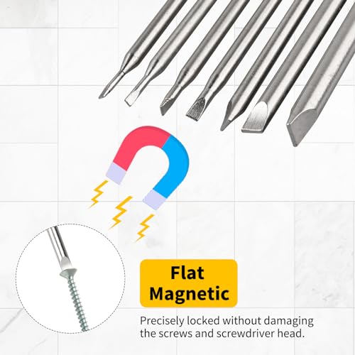 7 Pcs Flat Head Screwdriver Bit Set,1/4 Inch Hex Shank 4 Inch Long S2 Steel with Magnetic, Impact Tough Screwdriving Power Bits - style: Flat(7-Size)
