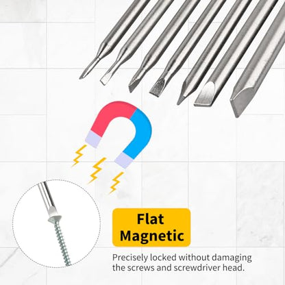 7 Pcs Flat Head Screwdriver Bit Set,1/4 Inch Hex Shank 4 Inch Long S2 Steel with Magnetic, Impact Tough Screwdriving Power Bits - style: Flat(7-Size)