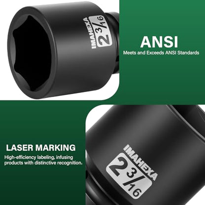 1" Drive Shallow Impact Socket,2-3/16 Inch SAE Jumbo Socket,CR-MO 6 Point for Easy Removal of Large Axle Nut（SAE) - size: 1 Inch Shallow 2-3/16", style: 1"Drive Shallow Impact Socket