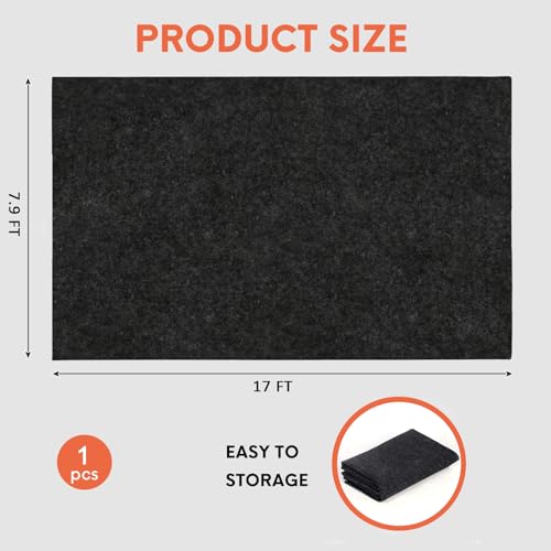 JERIA 1Pcs 17 X 7.9 Ft Oil Spill Mat for Under Car Driveway,Oil Leaks Absorbent Oil Pad,Tape Rubber Mat Garage Floor,Reusable,Waterproof Backing,Stain Resistant - size: 17' x 7.9' (1PCS)