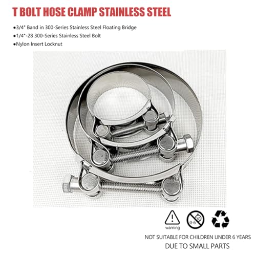 BOTTEN 4 Pack 2" T-Bolt Hose Clamp, Clamp Range 56-64mm for 2" Hose ID, hose clamps Stainless Steel, heavy duty,radiator hose clamps - color: 2" Clamp Range 56-64mm (2.20" - 2.52")