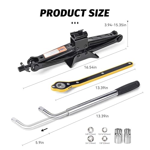 Car Jack,Car Jack and Stand Kit,Portable 2 Ton Scissor Jacks,Cars Accessories Auto Emergency Kits with Lug Wrench,Portable Tire Changing Kits for Cars, Truck, SUV