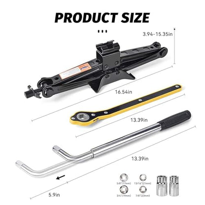 Car Jack,Car Jack and Stand Kit,Portable 2 Ton Scissor Jacks,Cars Accessories Auto Emergency Kits with Lug Wrench,Portable Tire Changing Kits for Cars, Truck, SUV