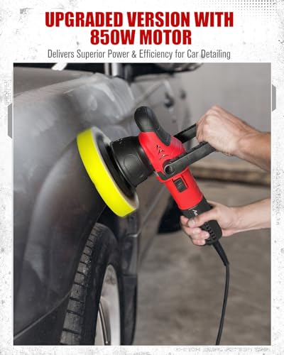 AVID POWER 6" Dual Action Car Buffer Polisher 6-Speed Orbital Polisher Kit | 3 Polishing Pads, Detachable Handle,Variable Speeds for Beginners, Car Detailing, Swirl Removal, Polishing & Waxing Job