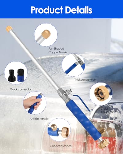 Upgraded Jet Nozzle for Garden Hose 2-in-1 Jet Nozzle High Pressure Hose Nozzle with 2 Different Nozzles and Hose Quick Connectors for Car Pet Garden Cleaning - color: Blue