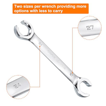 HARFINGTON Flare Nut Metric Wrench 24mm x 27mm CR-V Mirror Polished Chrome Plating Metric Wrench for DIY Hand-making Automotive Repairs and Household Maintenance - size: 24mm x 27mm