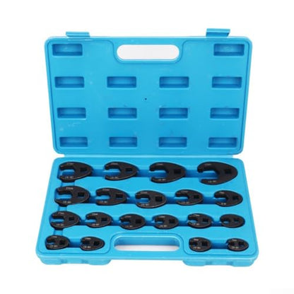 19 Pcs For Crowfoot Wrench Set 1/2 & 3/8 Inch Drive Sizes 8-32mm Flare Nut Wrench Open End Wrenches For Limited Space Automotive Repair Mechanic Tools
