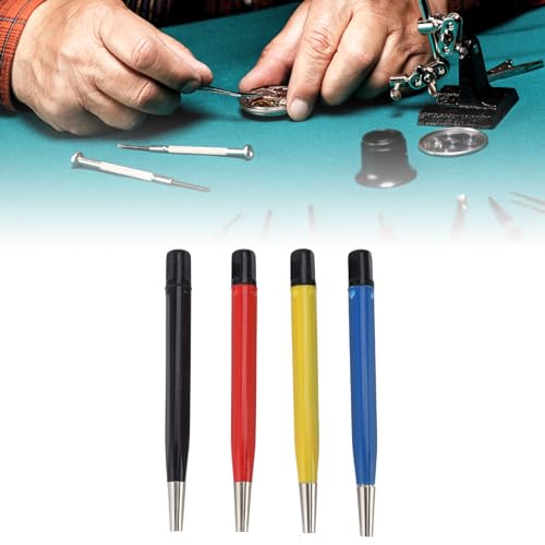 Fiberglass Scratch Brush Pen, 4 Pack Scratch Brush Pen Set, Glass Fiber, Brass, Steel and Nylon, Pen Prep Sanding Brush with Adjustable Tips for Jewelry Watch Coinss Cleaning